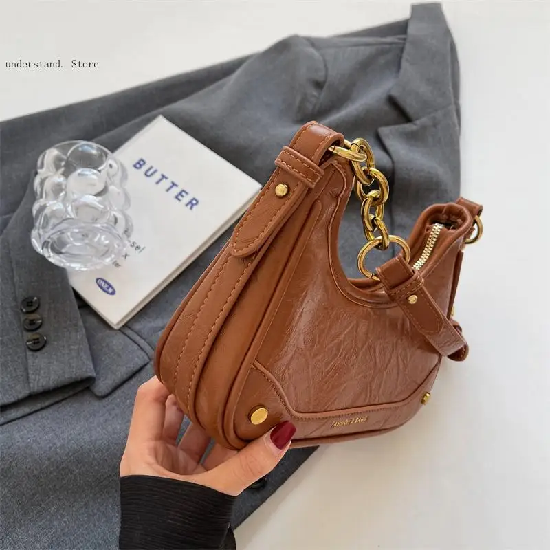 Luxury Designer Purse and Handbags Retro Underarm Shoulder Bags for Women French Style Pure Color Chain Crossbody Bag