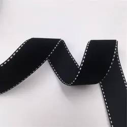 25MM 5yards nastro di velluto nero con punti bianchi faccia singola per la decorazione della festa nuziale confezione regalo fatta a mano Bowknot fai da te