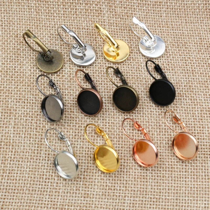 8-20mm 10pcs Classic 10 Colors Series French Lever Back Earrings Blank/Base,fit 8-20mm glass cabochons,buttons;earring bezels