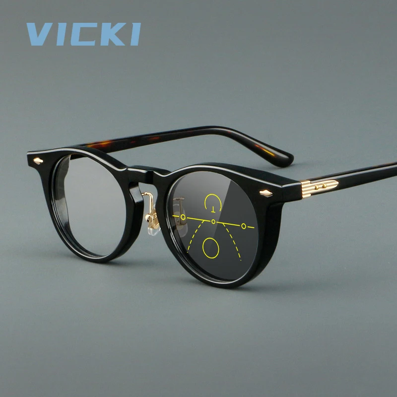 

VICKI High-end Quality Round Glasses for Both Men and Women with Anti-blue Light Function Customizable Prescriptions Multifocal