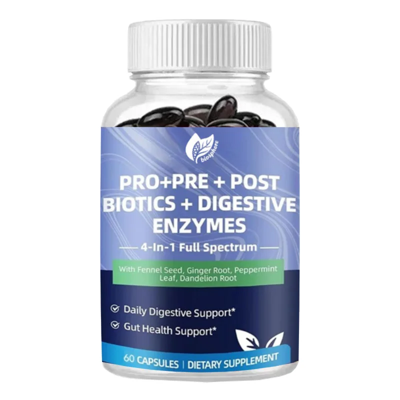Digestive Enzyme, Generating 200 Billion CFU, Probiotic Strain+psyllium Husk - Supports Intestinal and Digestion, 60 Capsules
