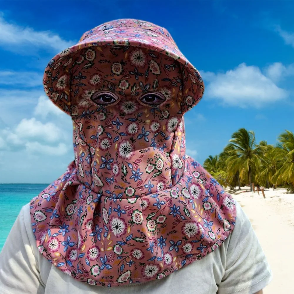 Wide Brim Face Mask Sun Hat Breathable Lightweight Tea Picking Work Hat UV Protection Full Wrap Fisherman's Hat Summer Outdoor