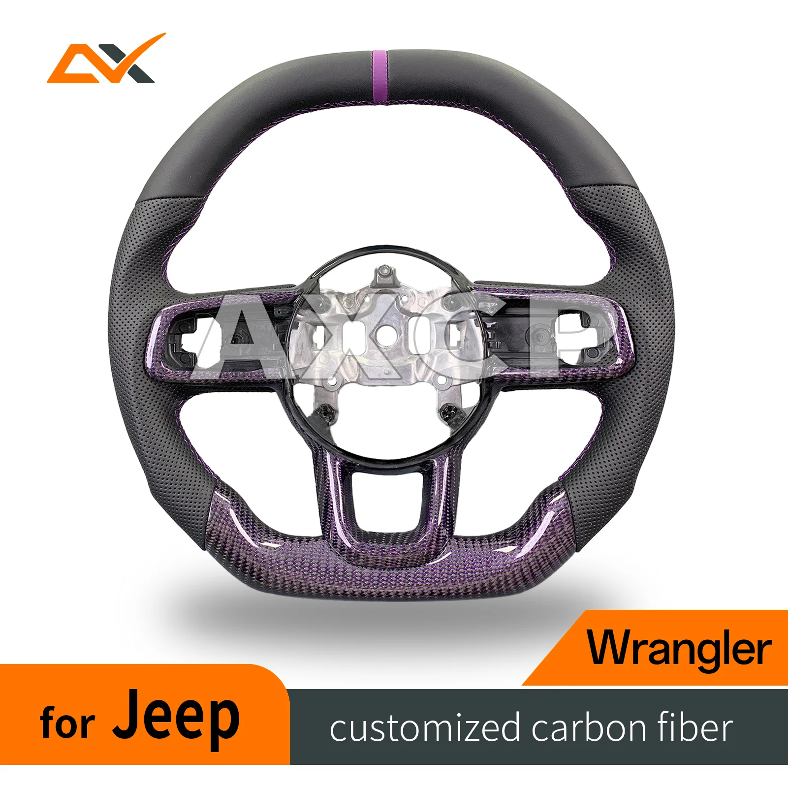 For Jeep Customized carbon fiber leather steering wheel fit Wrangler JK JL XJ Gladiator 2018-2024