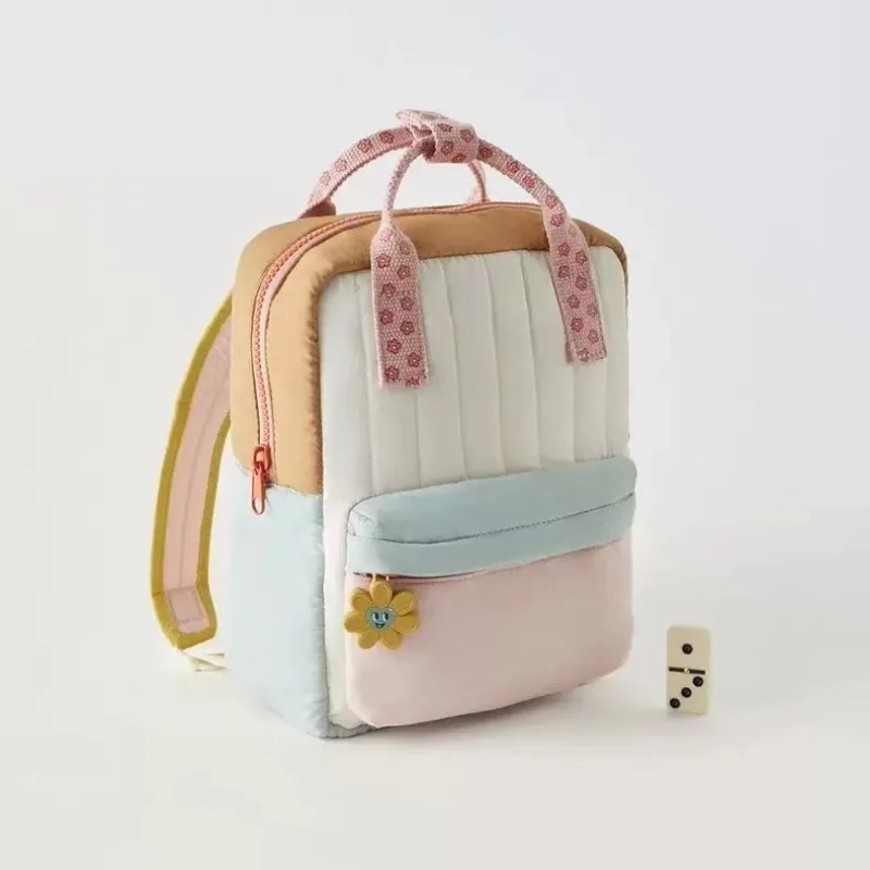 Disney New High-quality Children's Backpack for Shopping, Childlike and Cute Sunflower Pendant, Color-blocked Small School Bag