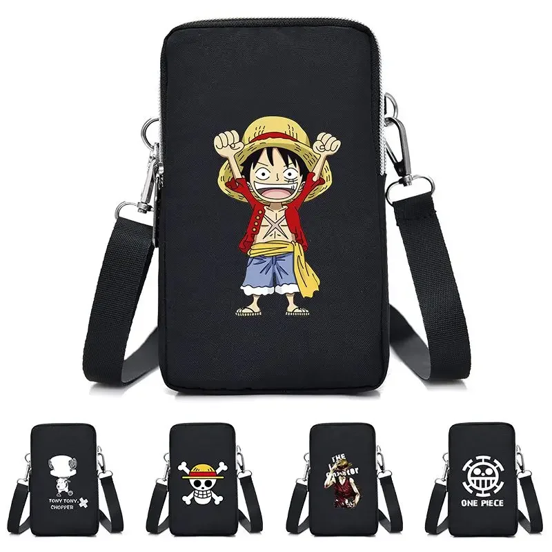 Luffy mobile phone bag female diagonal fabric messenger bag hanging neck arm bag coin pouch anime zipper small bag