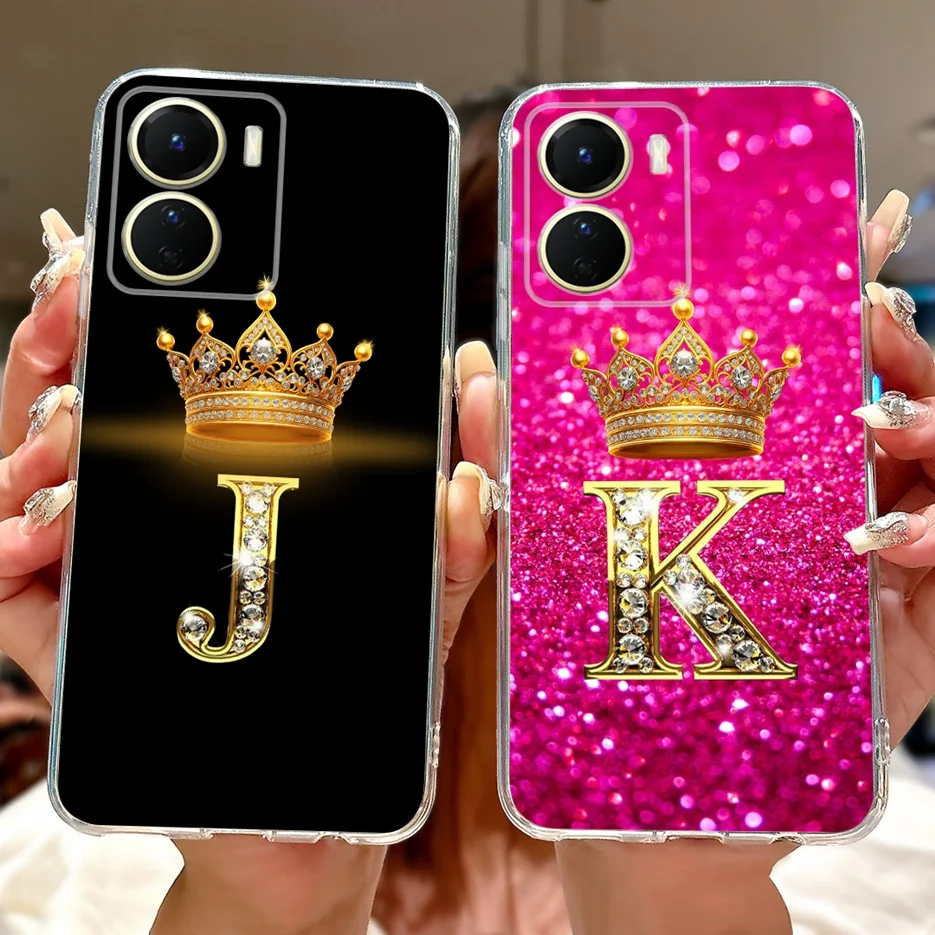 For Vivo Y16 4G Case V2204 V2214 New Crown Letters Cover Silicone Soft TPU Phoe Case For Vivo Y16 Y 16 VivoY16 Back Cover Bumper