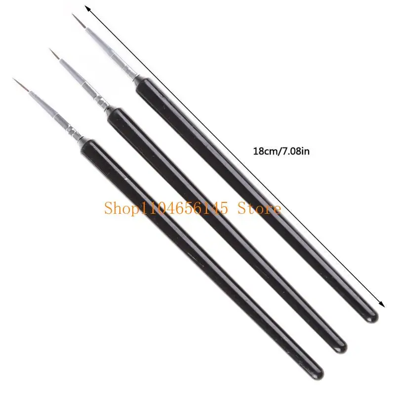 5asd 3 Buah Set Kuas Garis Seni Kuku Premium Sempurna untuk Kuku/Batu Seni Rupa Model