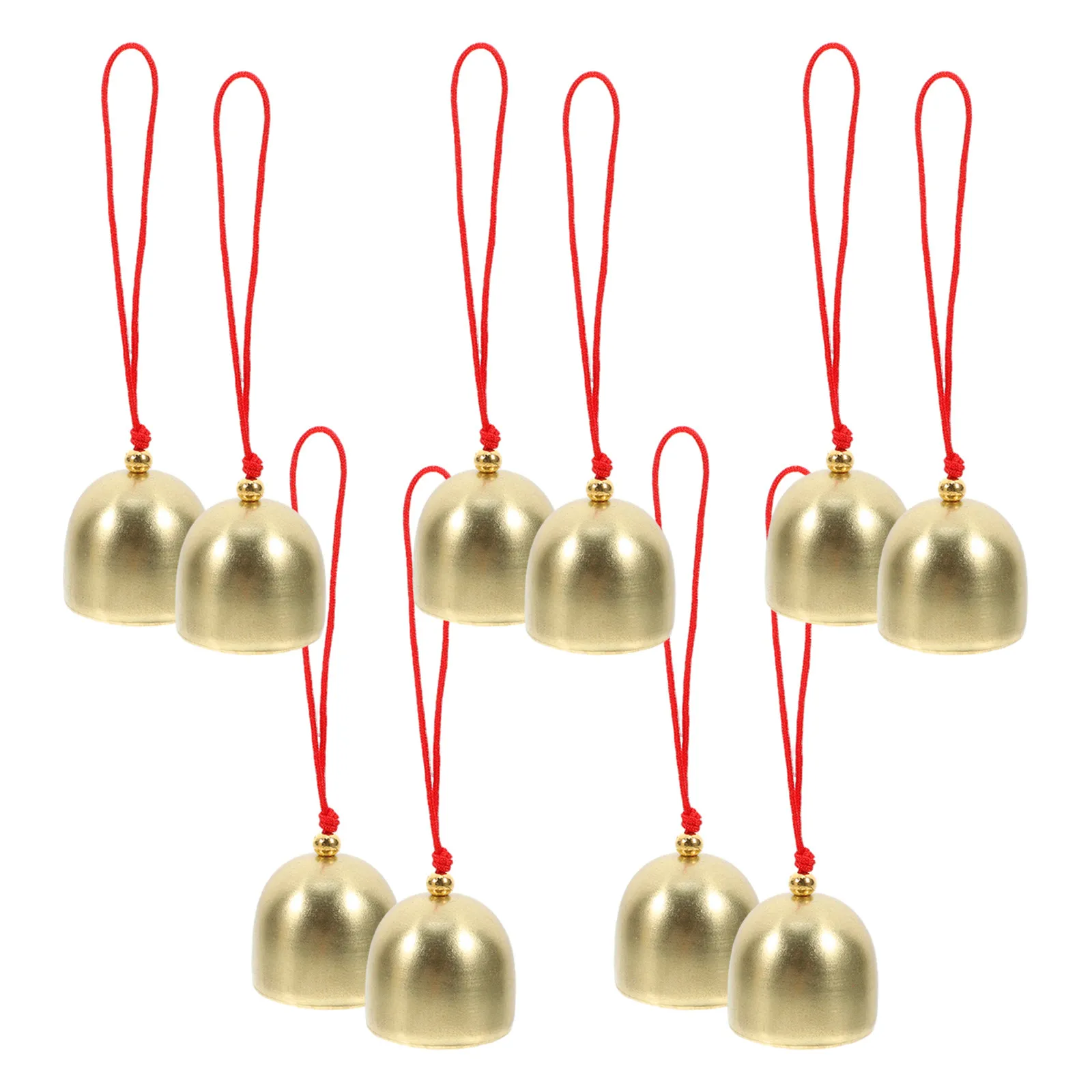 

10Pcs Metal Hanging Bells Red String Rustic Vintage Style DIY Crafts Wind Chimes Holiday Decor Wreath Ornament