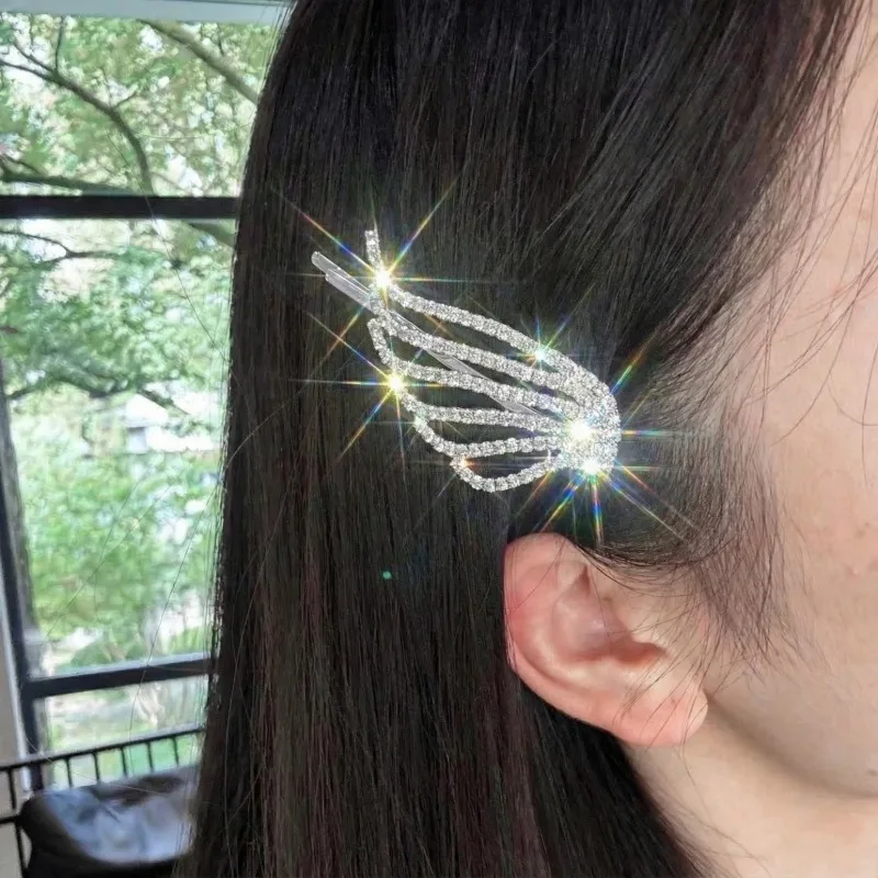 

Y2K Hair Clip Crystal Angel Wing Rhinestone Sliver Hairpin for Women Wedding Bridal Party Blingbling Hair Accessories Headwear