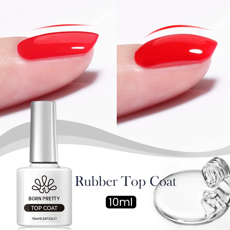 BORN PRETTY 10ml Clear Rubber Top Coat for Rubber Boomer Nails Design Use Shaping Thick Glossing Semi Permanent UV Gels Polish