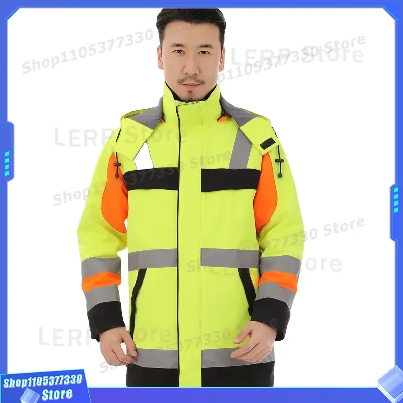 Men 3 in 1 Outdoor Jacket Windproof Waterproof UV Protection Work Coat Three Proof Functional Outerwear for Hiking Camping