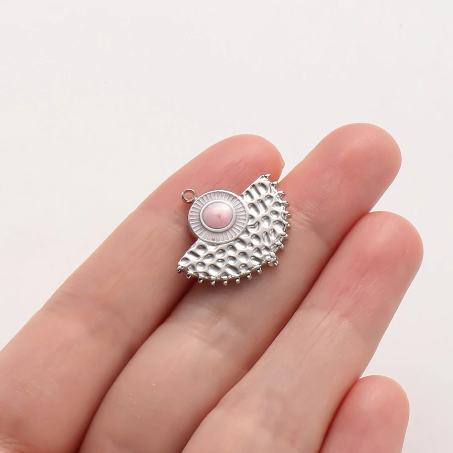 3-teiliges Mädchen-Anhänger-Set in Pink mit Öltropfen-Effekt aus Edelstahl, Pflanzen- und Blumenmotiv-Anhänger für Schmuckherstellung, DIY Schlüsselanhänger – Detail 10
