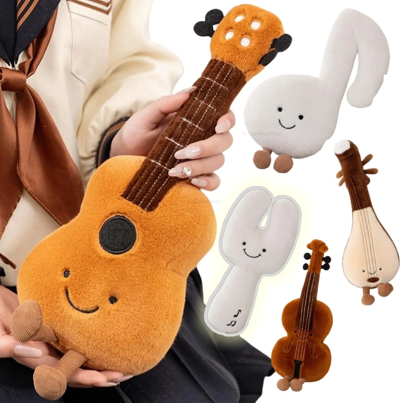 Nowa symulacja gitary 3D Pipa Pluszowa zabawka Notatka muzyczna Miękka poduszka do rzucania Instrument muzyczny Poduszki Dziewczyna Chłopcy Urodziny Prezenty świąteczne