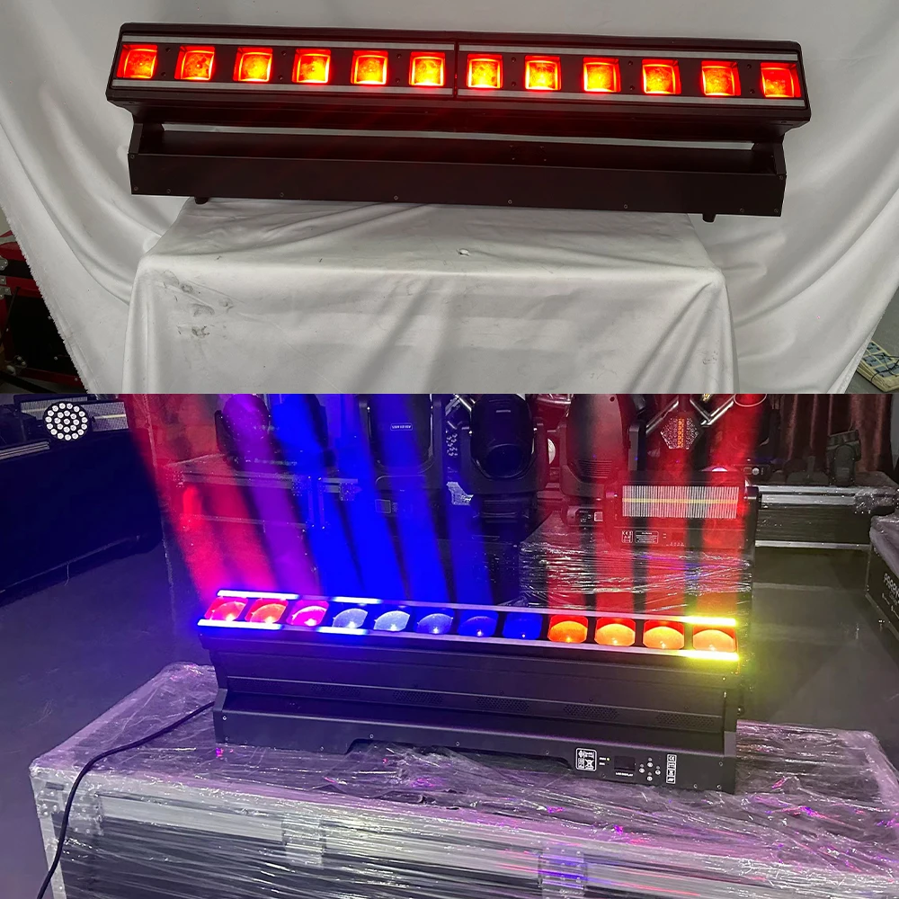 

Jacmui Matrix Zoom DJ Lighting 12x40W LED Moving Head Beam Bar Light with Strip Strobe Each LED Point Control for Event Show