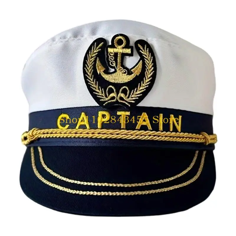 49MC Fashionable Captain Style Hat Adjustable Headwear For Women Comfortable Wear Halloween Role Play