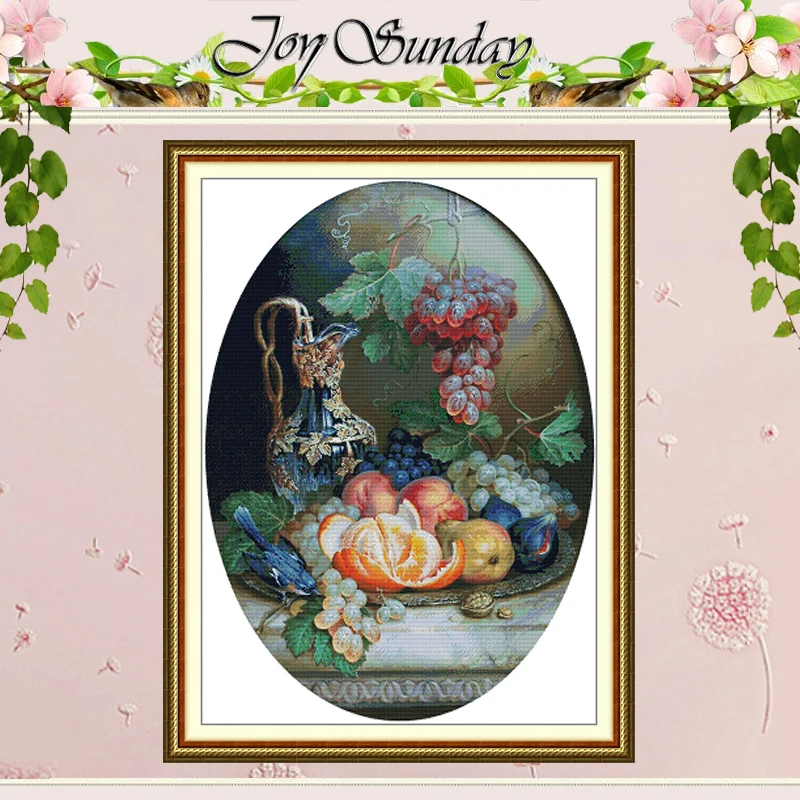 

Grapes and Figs Patterns Counted Cross Stitch Set DIY 11CT 14CT 16CT HD Stamped DMC Cross-stitch Kit Embroidery Needlework