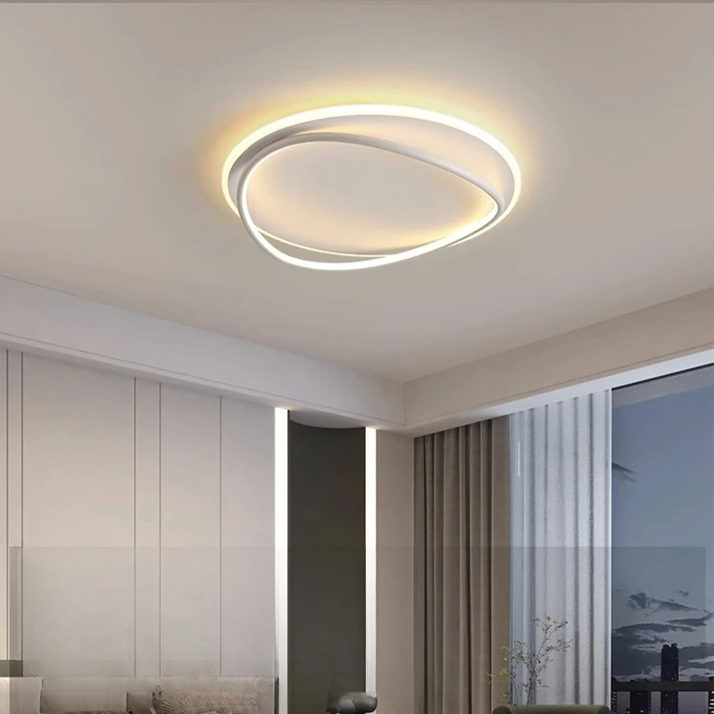 Mid Century Walnut Flower LED Ceiling Light, Eye-Caring Decor Lamp for Master Bedroom Study Living Room Home Lighting