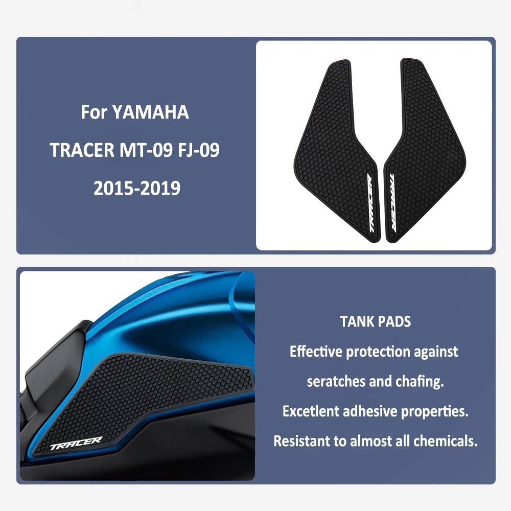 2015-2019 Black Motorcycle Stickers Anti Slip Fuel Tank Pad Knee Grip For YAMAHA Tracer MT-09 FJ-09 Tracer 900 2018 2017 2016