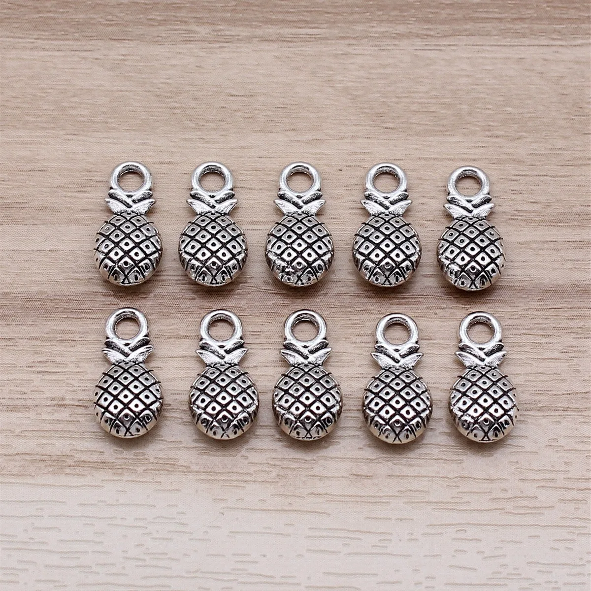 IFOCUS 10pcs/Lot Pineapple Charms For DIY Jewelry Making Zinc Alloy 14x7mm/0.55x0.28inch