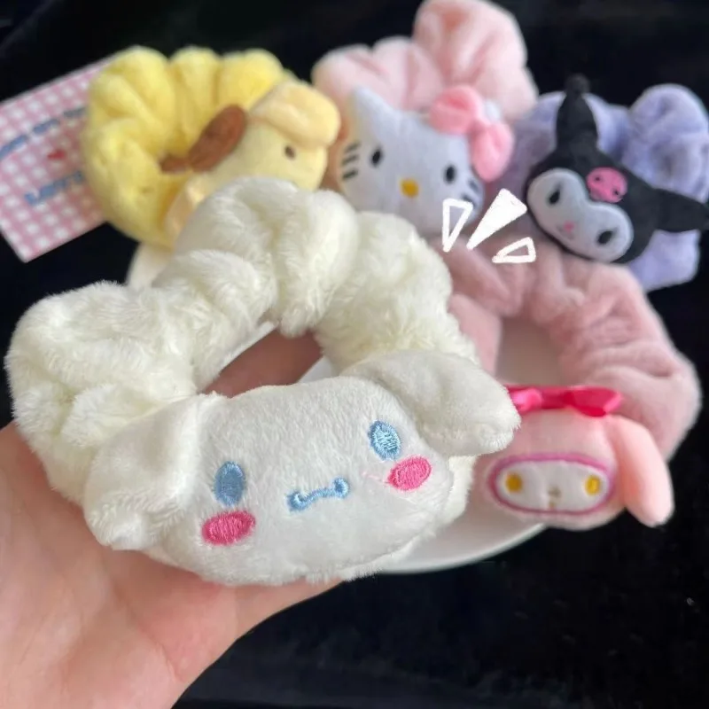 Sanrio Plush Scrunchie Kawaii Anime HelloKitty Melody Kuromi Girl Hair Clip Comfortable Headband Good Elasticity Hair Decoration