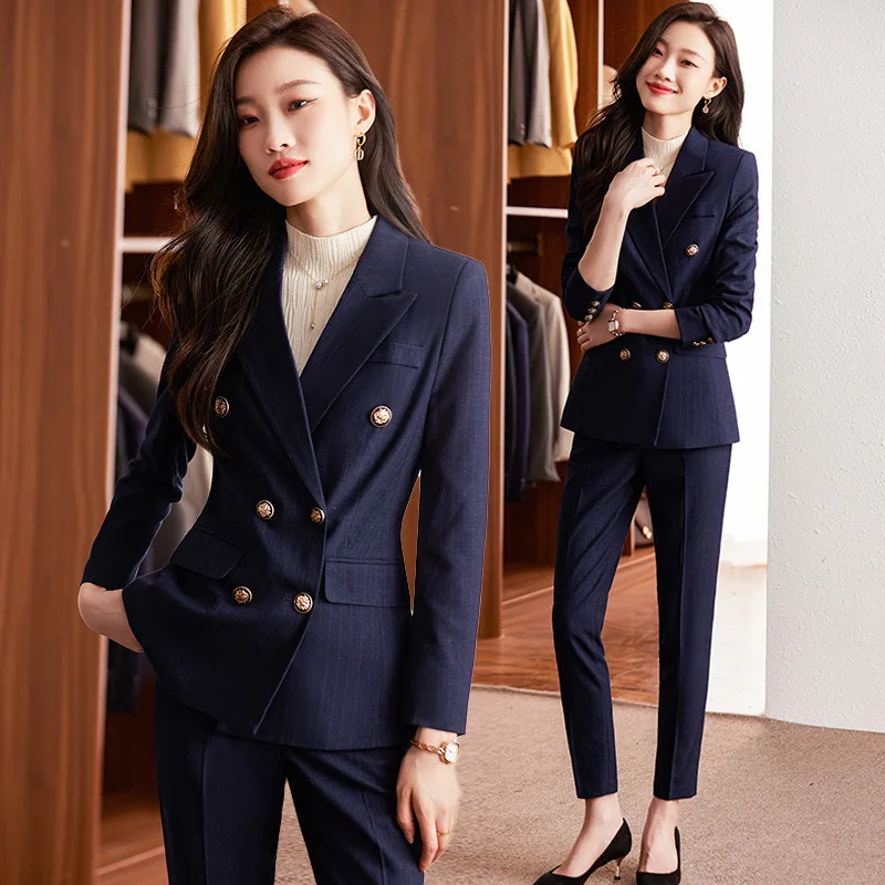 

Striped Suit Women's Business Wear Temperament Goddess Style Suit High-End Slim-Fitting Suit Suit Jacket Overalls