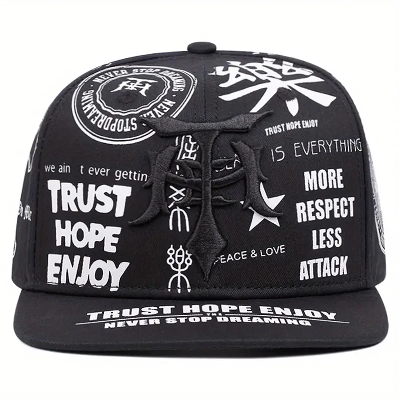 2026 New Fashionable Creative Baseball Hat T Graffiti Embroidery Street Hip Hop Hat Daily Casual Wear Sunshade Hat Flat Edge Hat