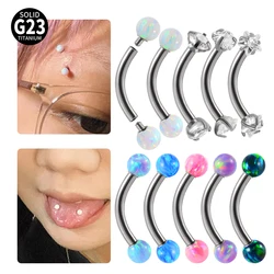 1 PC G23 Titanium Internal Thread Curved Barbell Opal Brow Nail Eyebrow Ring Rook Fashion Body Piercing Jewelry Men Women