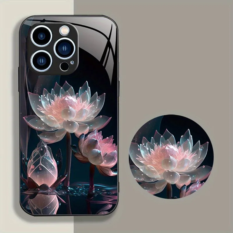 الفاخرة سنو لوتس نمط قضية الهاتف ل Xiaomi Redmi ملاحظة 8 8T 9 9S 10 11 12 12S 13 14 15 15C برو زائد 4G 5G غطاء إطاري زجاجي