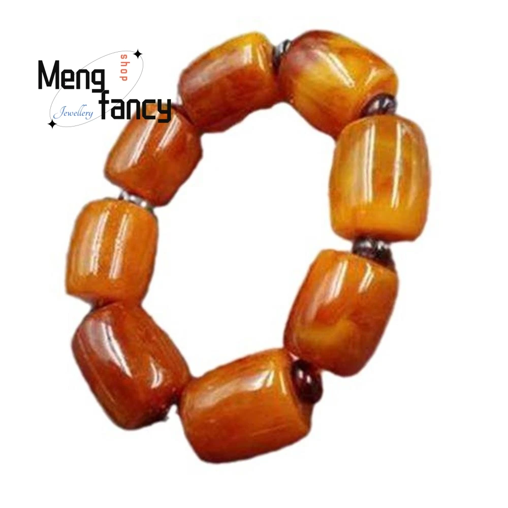 Natural New Amber Beeswax Coloured Barrel Beads Lulutong  Bracelet Simple High-grade Fashion Jewelry Best Selling Holiday Gifts