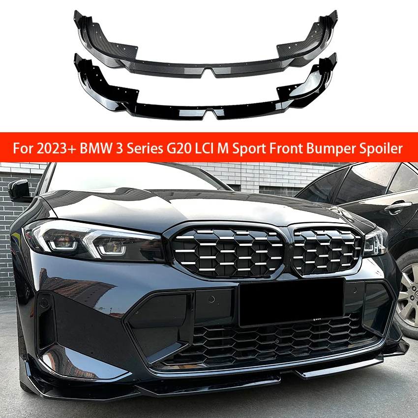 

For 2023+ BMW 3 Series G20 LCI M Sport Spoiler Splitter Cover Guard Kit Protector Car Front Chin Bumper Lip Trim Body Kit