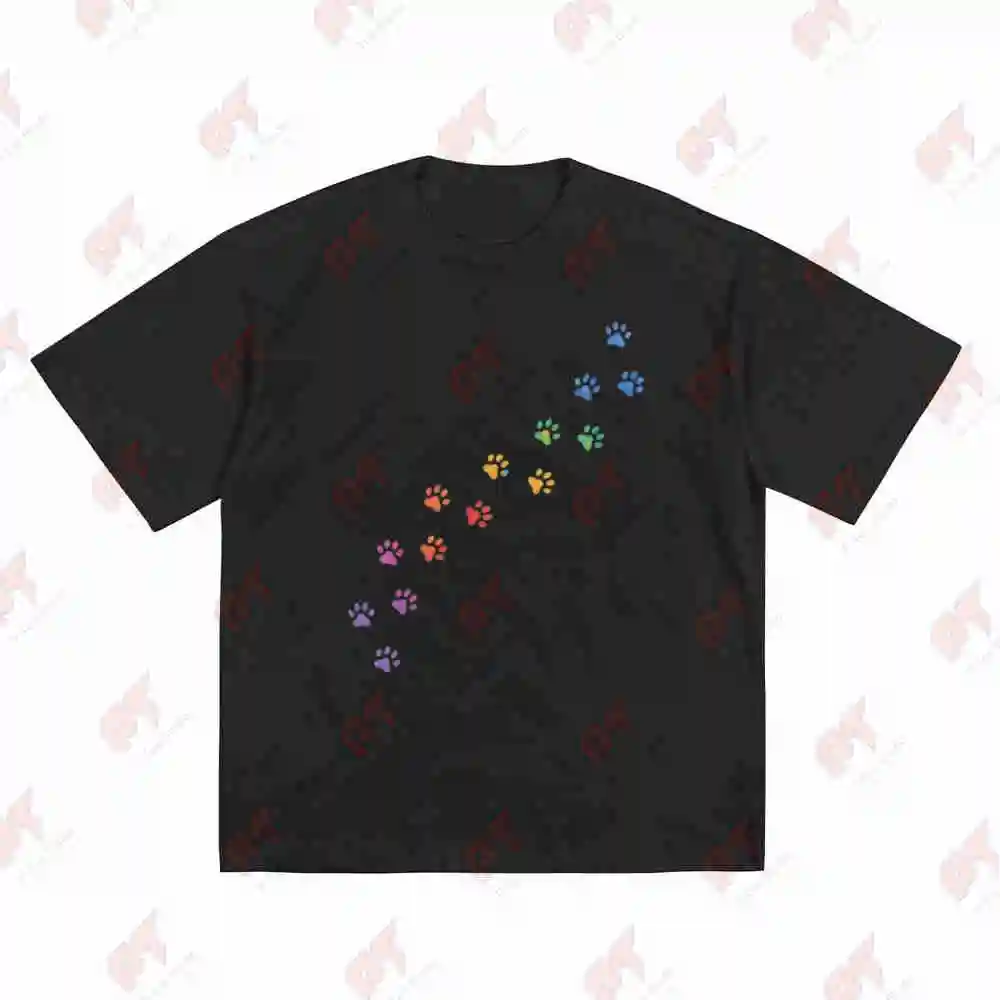 Paw Print Color Changing Short Sleeve Tee 100% Cotton T-Shirt