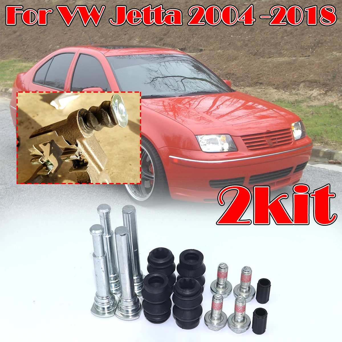 

14pcs Rear Brake Caliper Slider Guide Pins Bolt For VW Jetta 2004 -2018 Left Right Disc Housing Rubber Bellows Sleeve Bush Seal