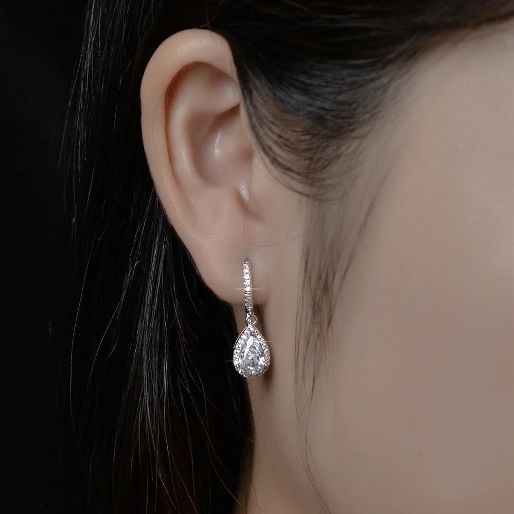

D Color 2ct Moissanite Earrings for Women S925 Sterling Silver Plated 18k White Gold Engagement Earring Luxury Jewelry Trend