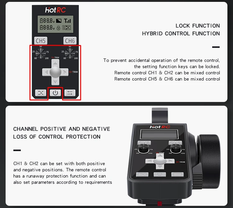 HOTRC CT-6A 6CH 2.4G Radio System Transmitter One-handed Control F-06A 6 Channel PWM Receiver for RC Car Boat Drone Model Toys - Image 4