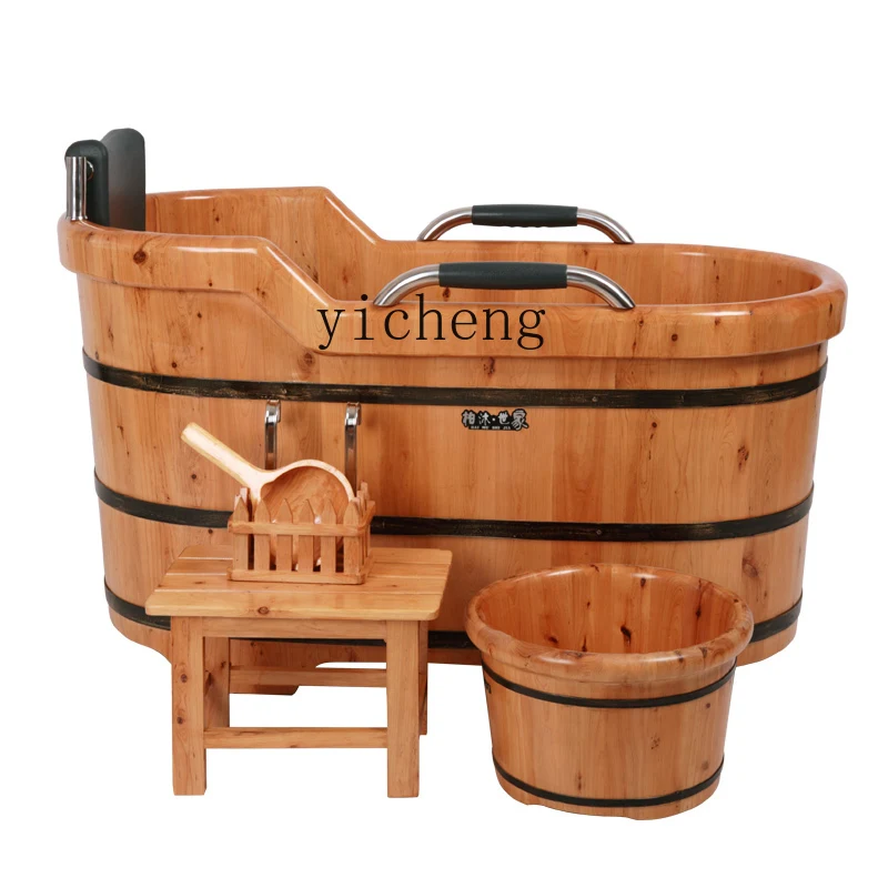 

ZK wooden bucket fumigation bath bucket bubble bath large bathtub household adult solid wood whole body