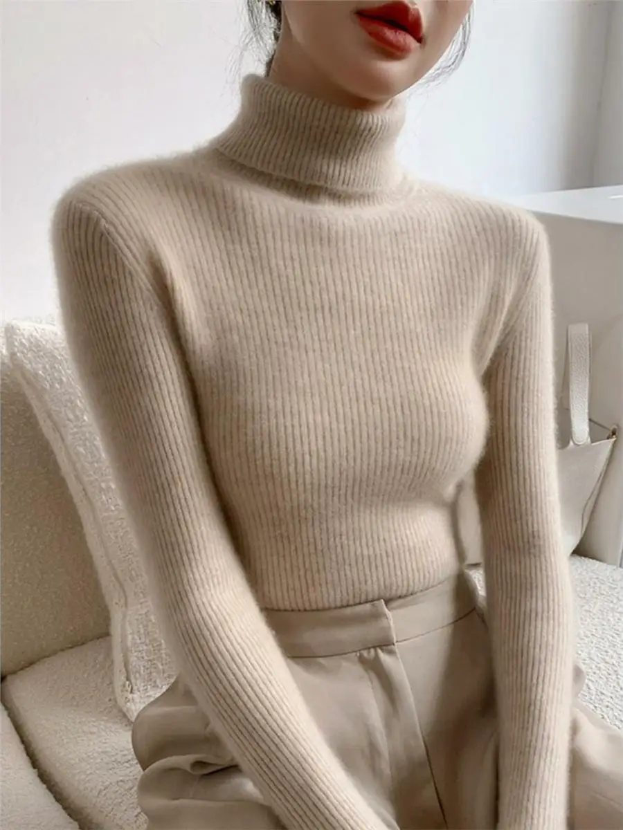 

Женский трикотаж с высоким воротником, длинный свитер Све, осень-зима, новинка, внутренняя облегающая основа, легкая в ношении