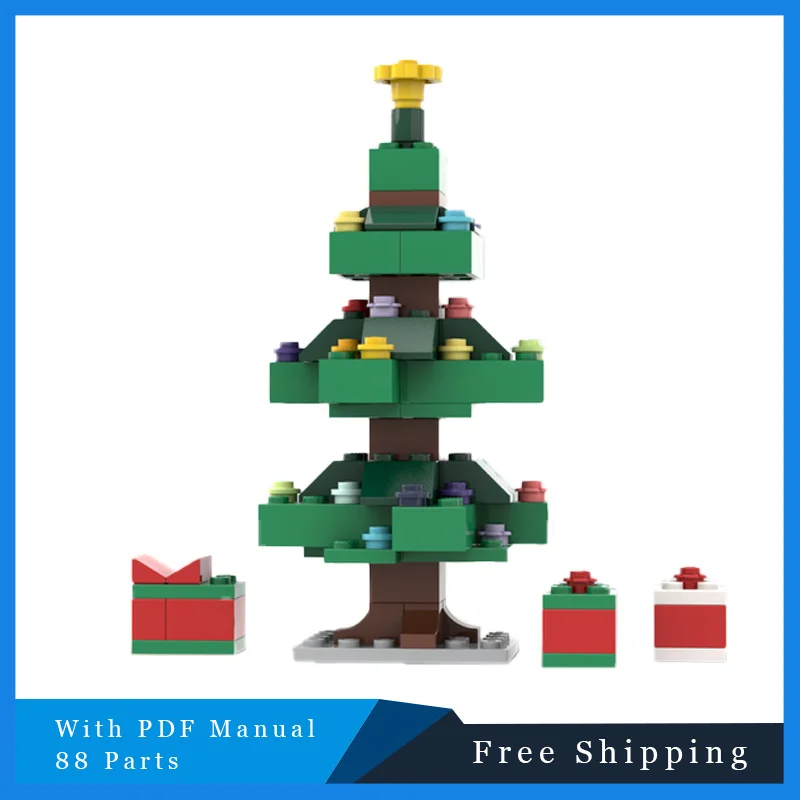 88 pièces MOC blocs de construction créatifs briques floraison arbre de noël modulaire enfants bricolage assemblage jouet ensemble pour garçons cadeau de noël