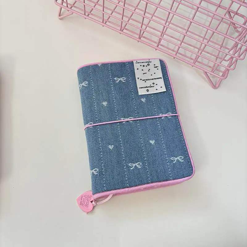 Ins Style Denim Handmade A5/A6 Book Cover, Minimalist Salt-Style Notebook Protector Journals, Diary Sleeve Korean 포카 바인더