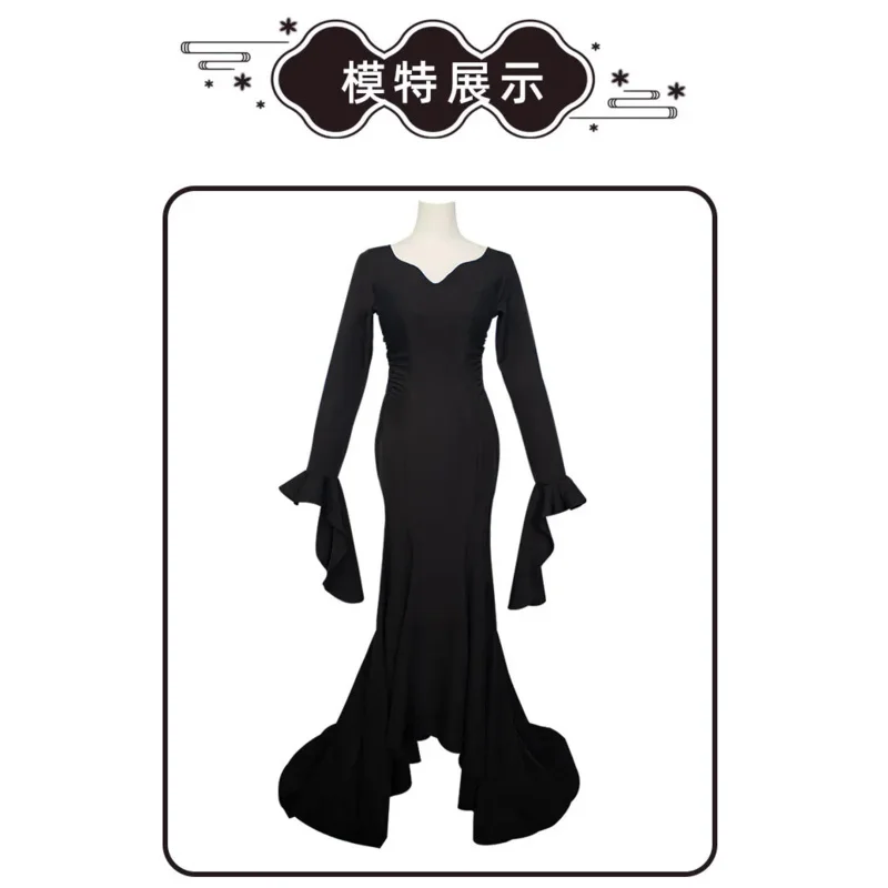 Morticia Addams Abito da donna Vampiro Bat Dress Costume Adams Famiglia Cosplay Halloween Outfit Masquerade Party Cosplay Gotico