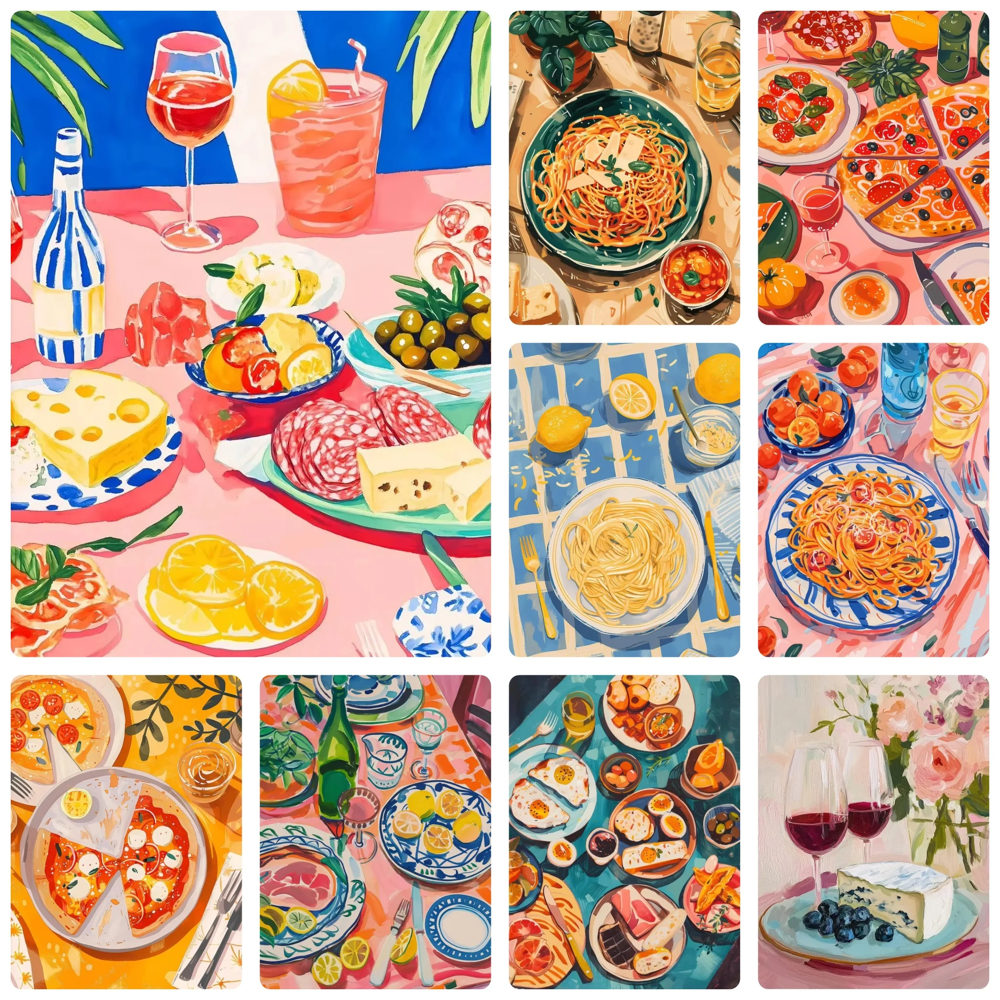DIY Vibrant Food Diamond Painting, Bright Summer Western Table Feast Art For Living Room Wall Decoration Exquisite Gift