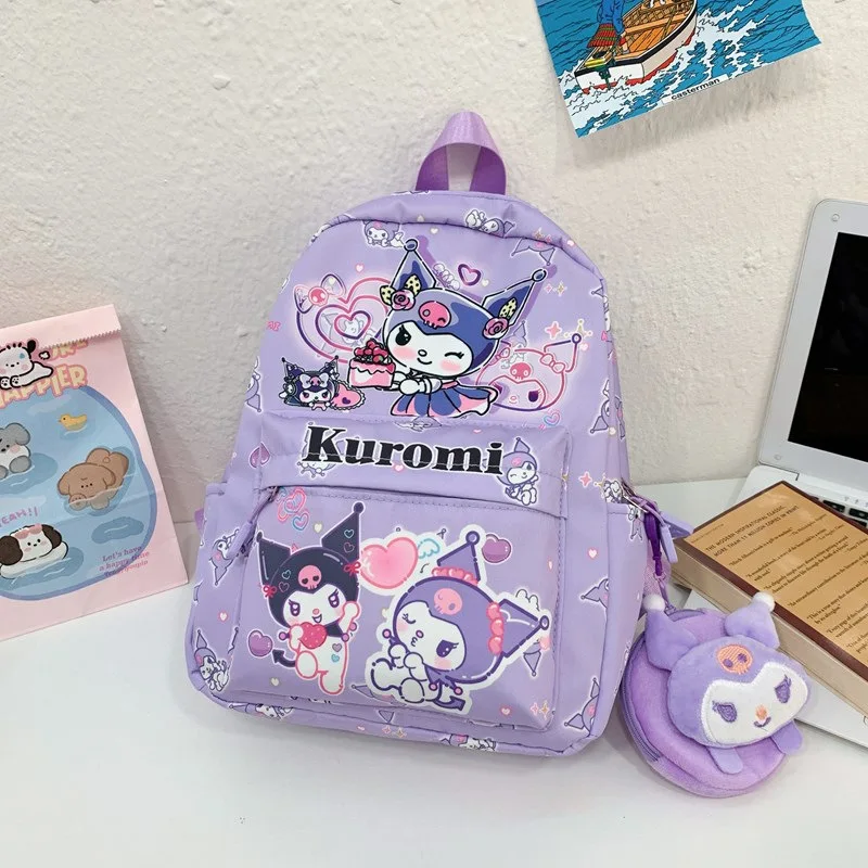 

Sanrio hello kitty large capacity children's backpack with pendant children's schoolbag kuromi kindergarten cartoon shoulder bag