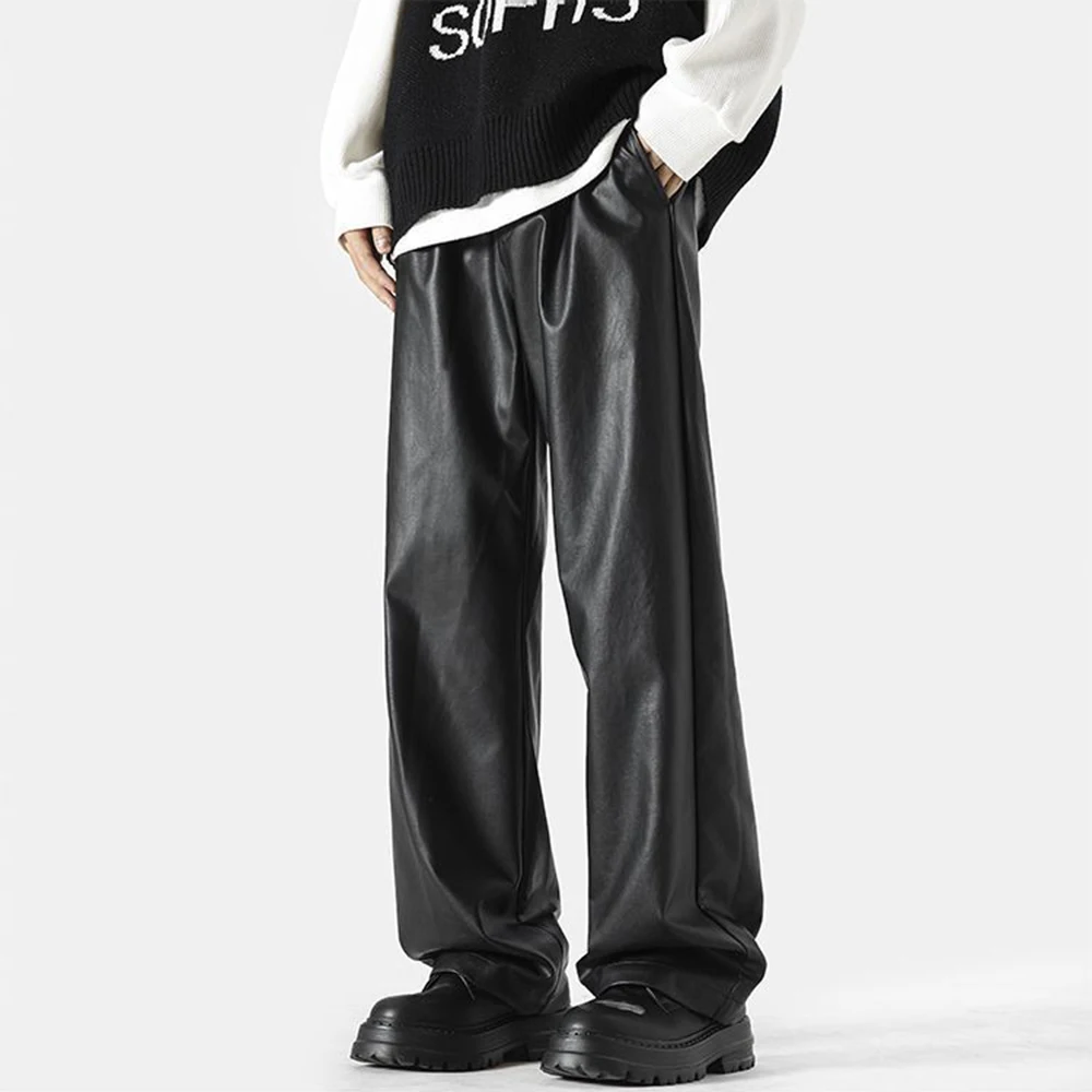 

Mens Pu Leather Pants Classic Grunge Motorcycle Pu Casual Pants Spring Streetwear Fashion Straight Pants Men'S Clothing 2025 New