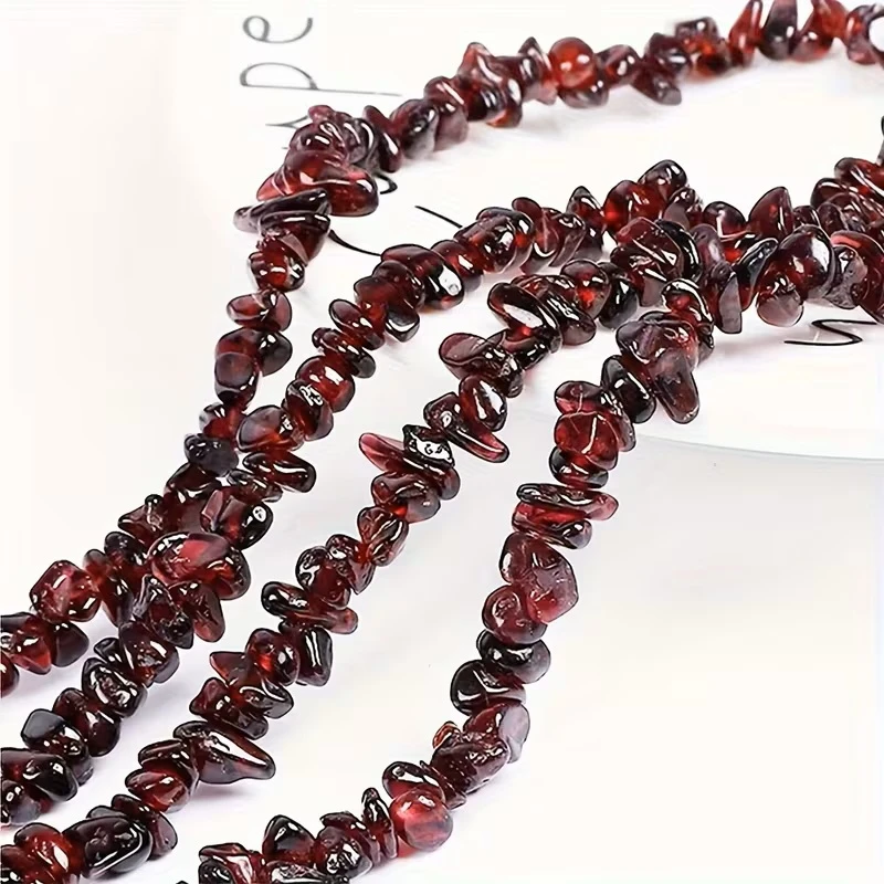 5x8mm natürliche, unregelmäßige rote Granat-Steinperlen, Kristall-Aquamarin, lose Spacer-Perlen für die Schmuckherstellung, DIY-Armband-Zubehör – Detail 3