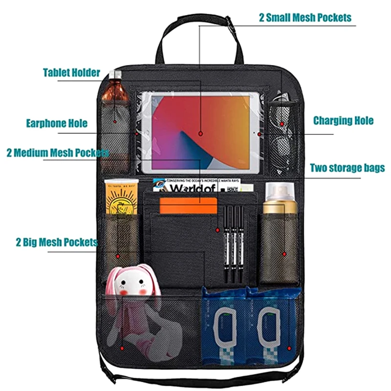 1pc 車後部座席オーガナイザータッチスクリーンタブレットホルダー自動収納ポケットカバーカーシートバックプロテクターカーアクセサリー