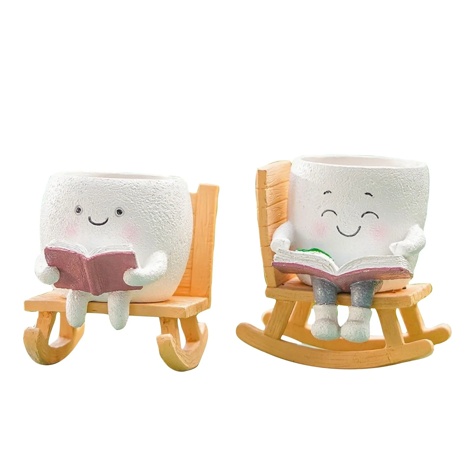 New Creative Tabletop Rocking Chair Flowerpot Decorations Fun Cute Chair Smile Face Vase Outdoor Garden and Courtyard Decoration