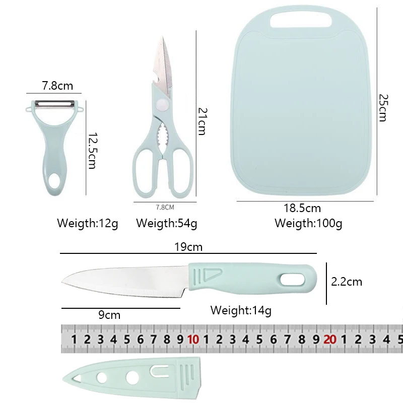 4pcs/Set Kitchen Knives,Chopping Board,Scissors,Peeler,Fruit knife Set Meat Cleaver,Boning,Paring,Barbecue,Cooking Tools