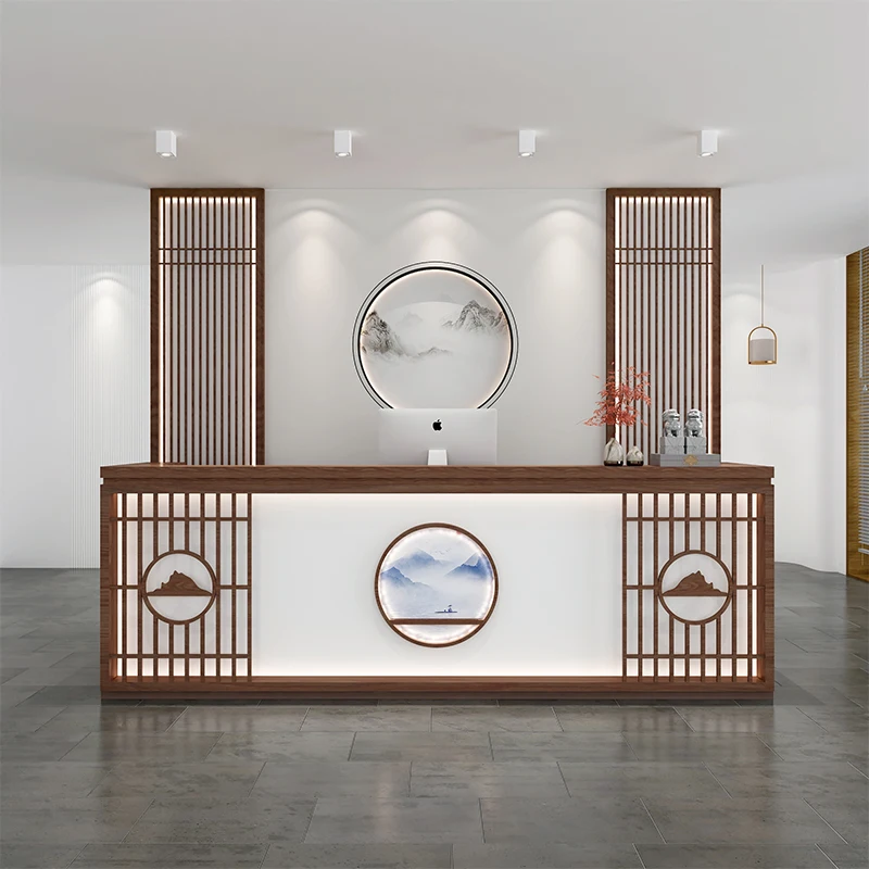 

Front Cashier Desk Reception Counter Office Modern Commercial Bar Counter Register Hotel Rezeption Desk Beauty Shop Furniture