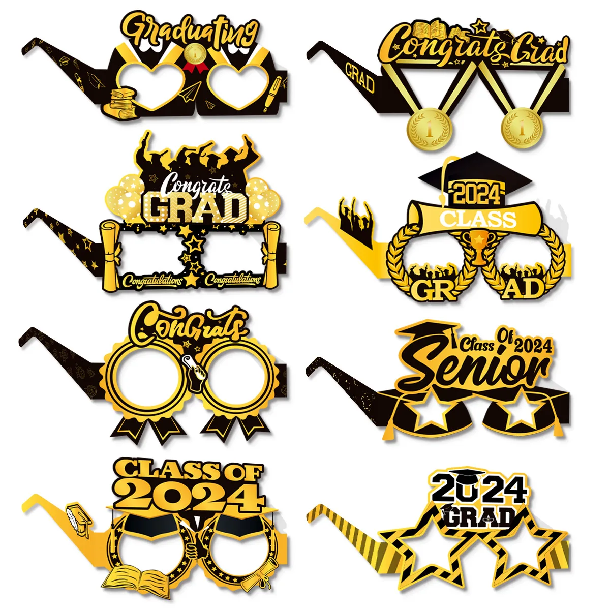 

8Pcs 2024 Graduation Eyeglasses Class Of 2024 Graduation Grad Party Eyeglasses Photo Props Supplies Celebration Congrats