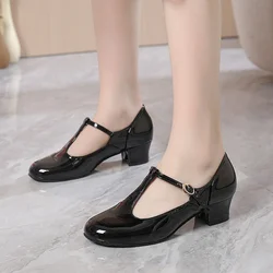 New women's dance shoes Latin party tango jazz elegant dance shoes indoor suede sole closed toe black modern dance shoes 34-44
