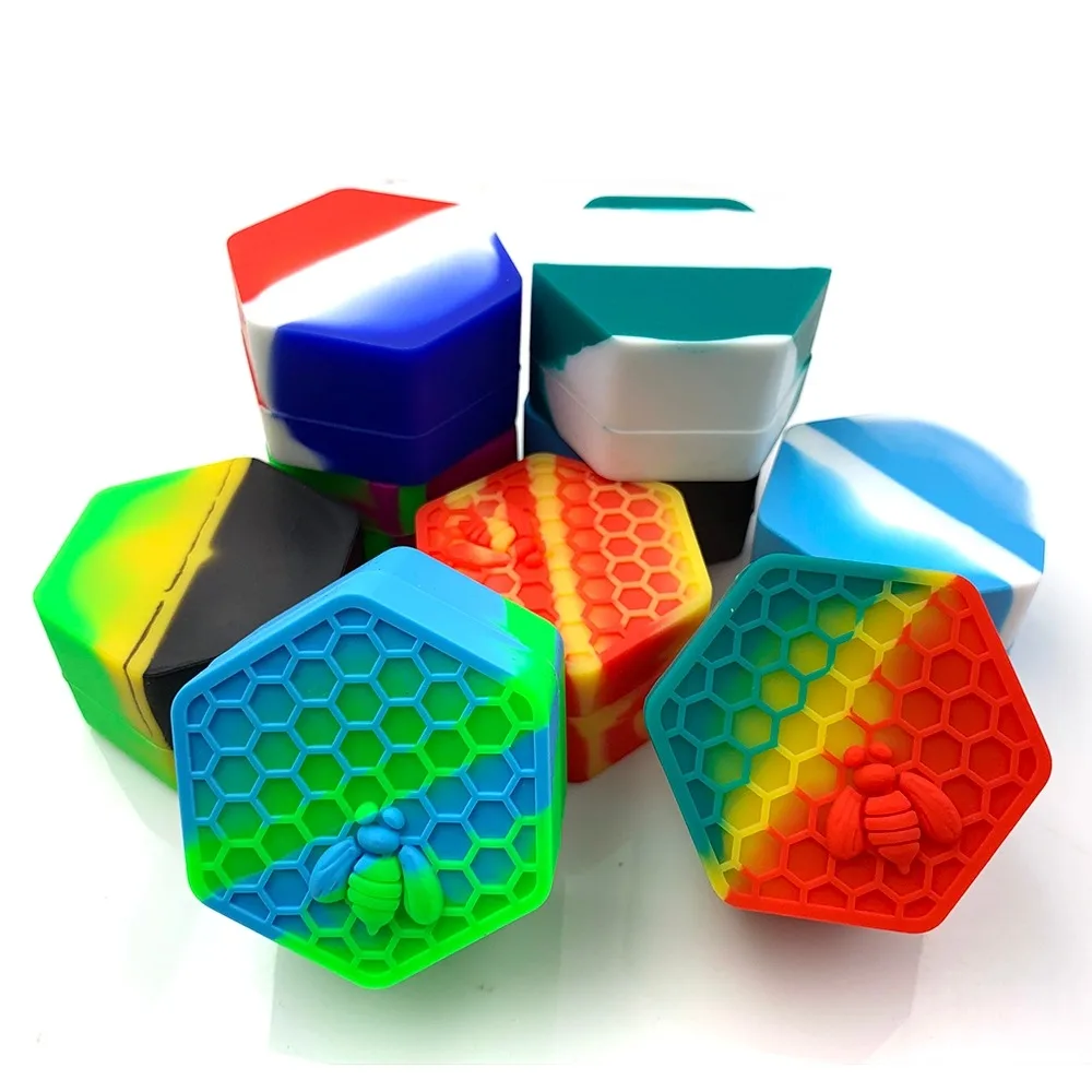 

Bee Style Silicone Wax Jar Oil Cream Container Easy Hold Carry Herb Storage Candle Box